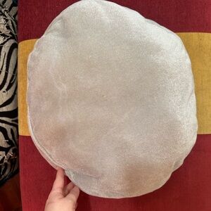 Silver Round Cushion Pillow Home Decor Approx 15”